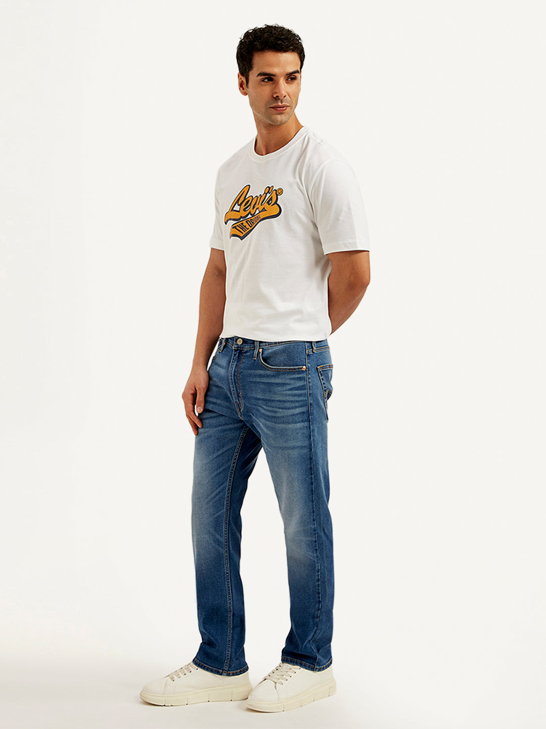 Men's 513 Blue Slim Straight Fit Mid Rise Jeans