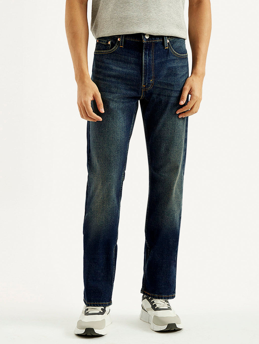 Men's 513 Dark Blue Slim Straight Fit Mid Rise Jeans