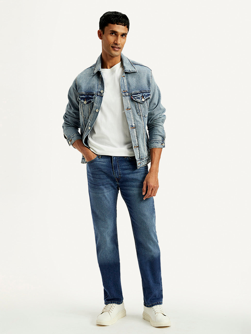 Men's 513 Blue Slim Straight Fit Mid Rise Jeans