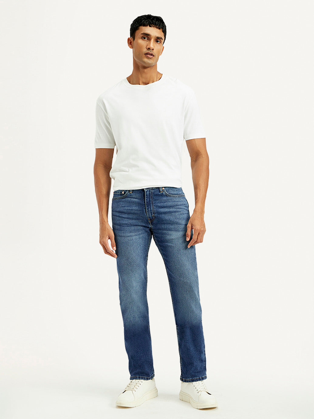 Men's 513 Blue Slim Straight Fit Mid Rise Jeans