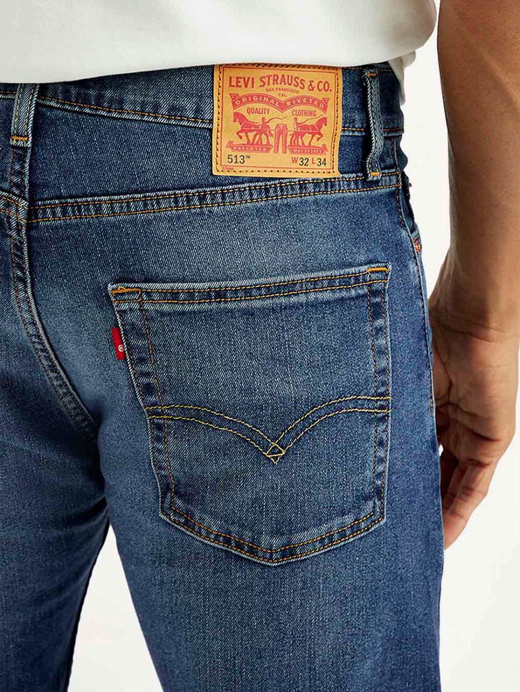 Men's 513 Blue Slim Straight Fit Mid Rise Jeans