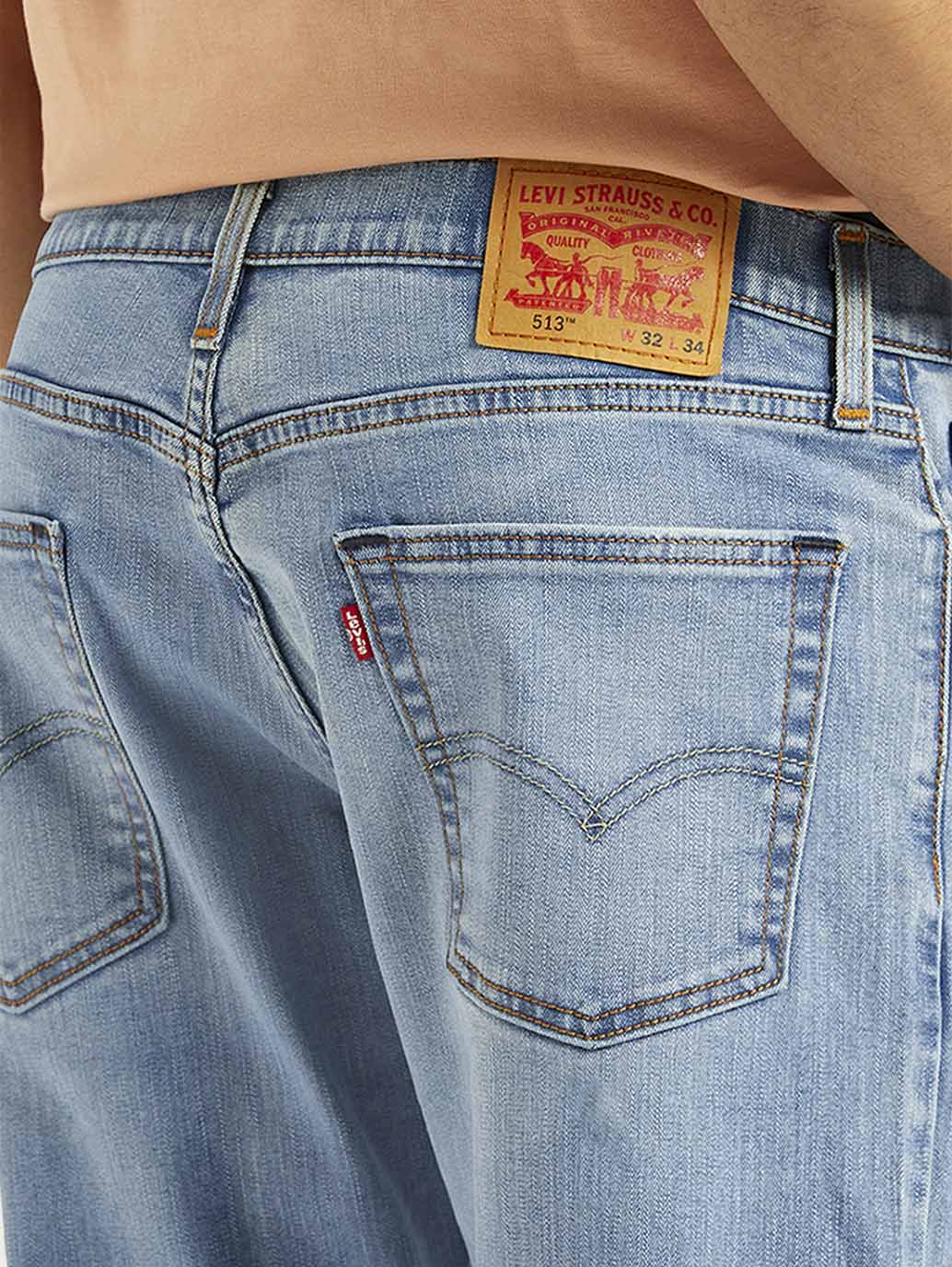 Men's 513 Light Blue Slim Straight Fit Mid Rise Jeans