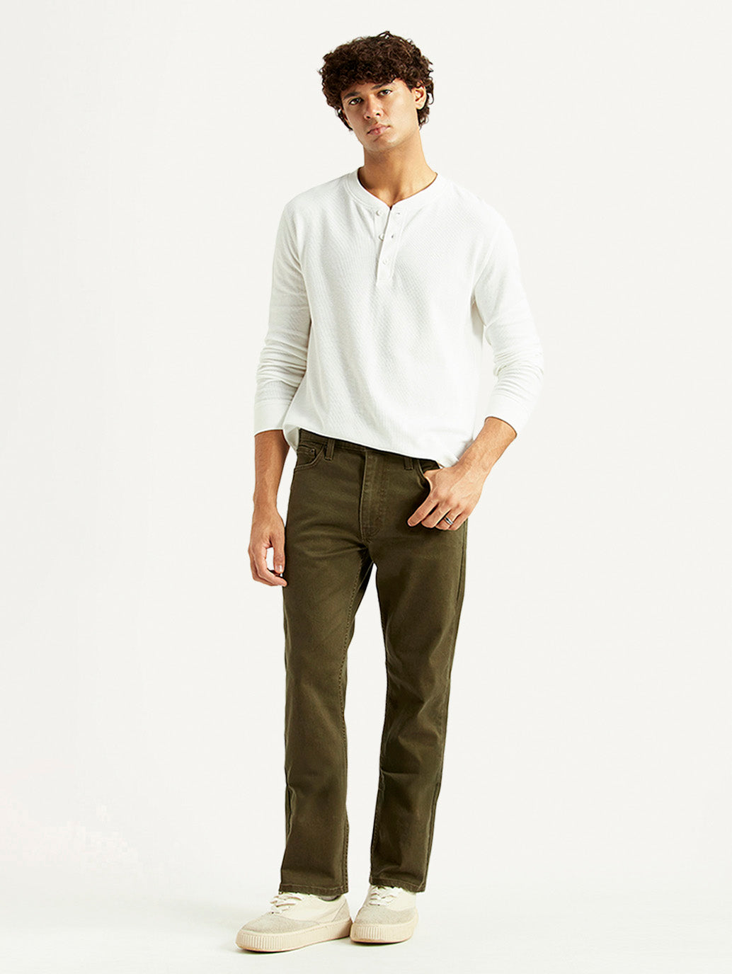 Men's 513 Olive Slim Straight Fit Mid Rise Jeans