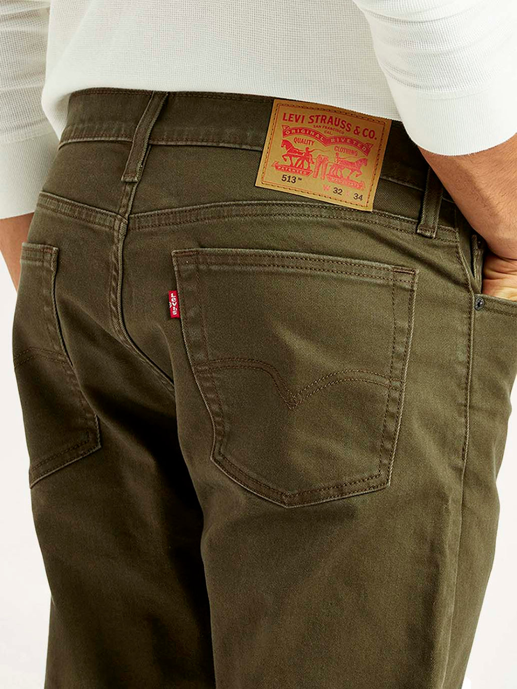Men's 513 Olive Slim Straight Fit Mid Rise Jeans