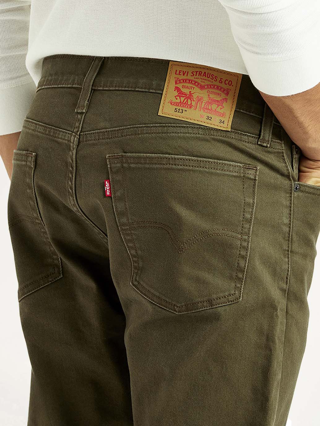 Men's 513 Olive Slim Straight Fit Mid Rise Jeans