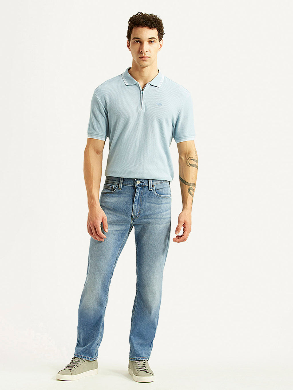 Men's 513 Light Blue Slim Straight Fit Mid Rise Jeans