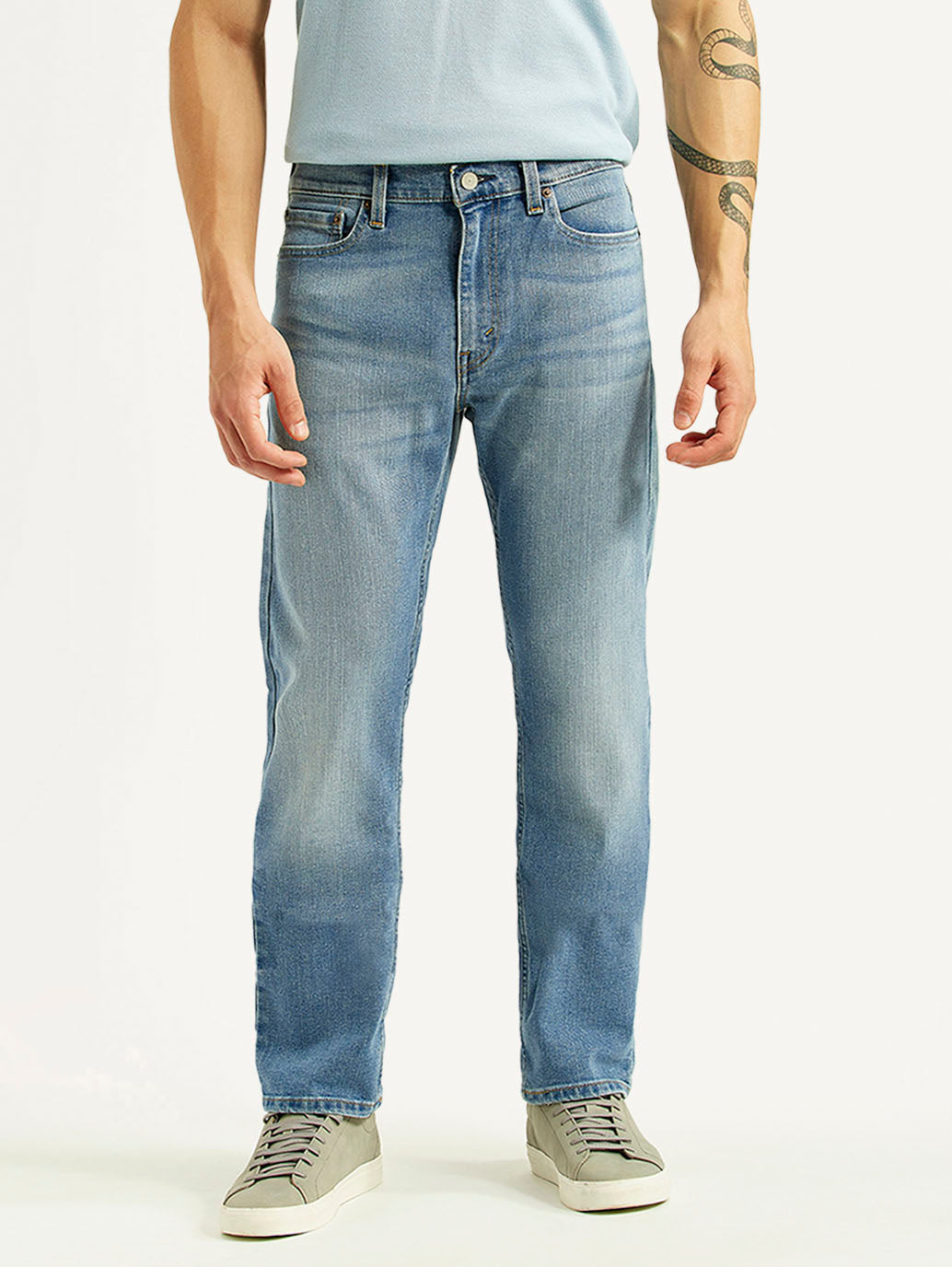 Men's 513 Light Blue Slim Straight Fit Mid Rise Jeans