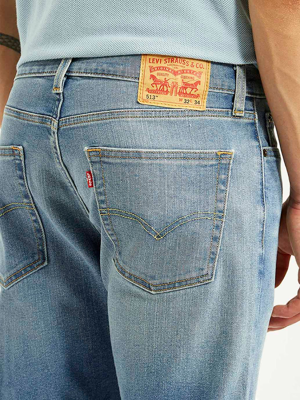 Men's 513 Light Blue Slim Straight Fit Mid Rise Jeans