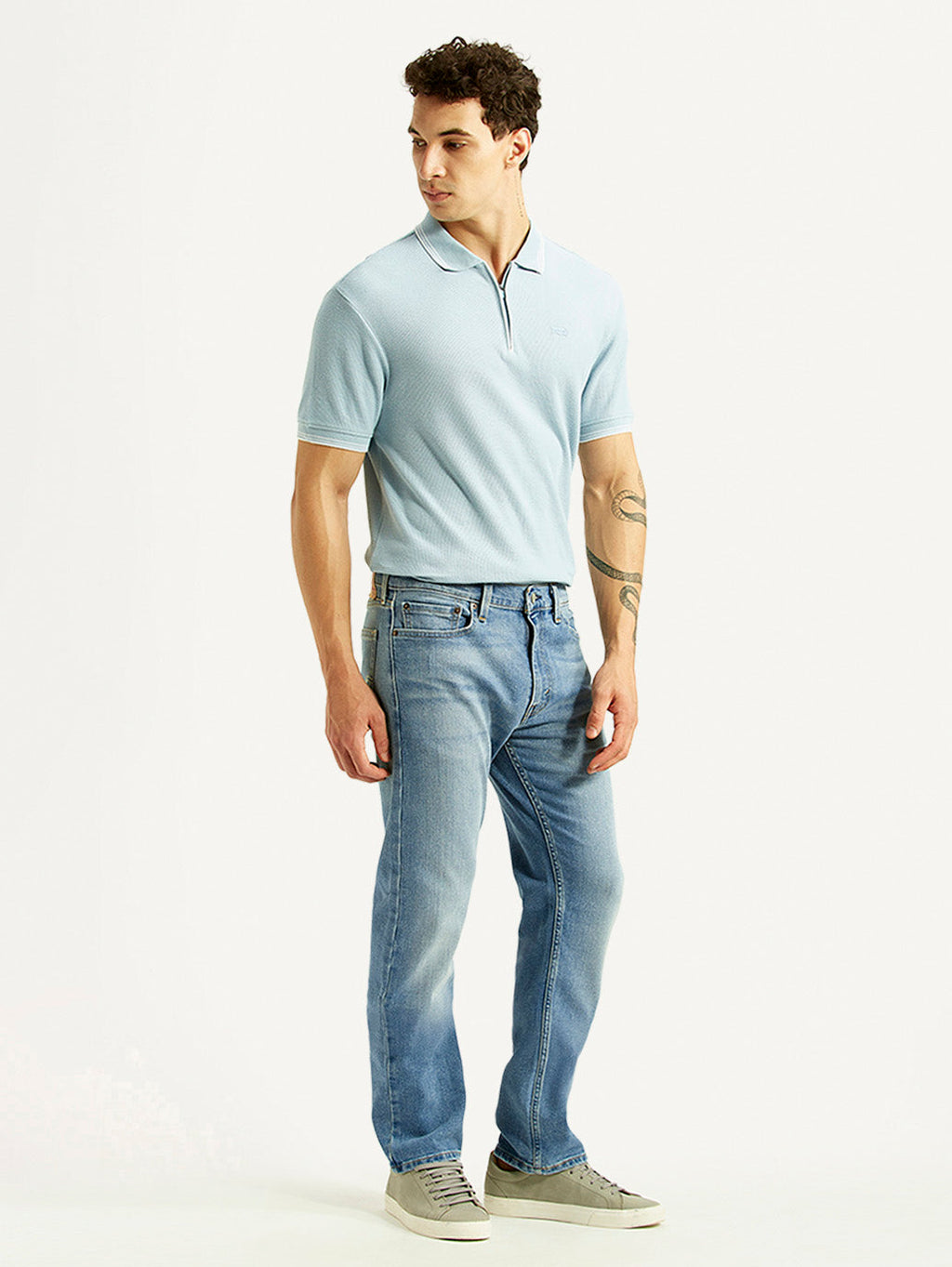 Men's 513 Light Blue Slim Straight Fit Mid Rise Jeans