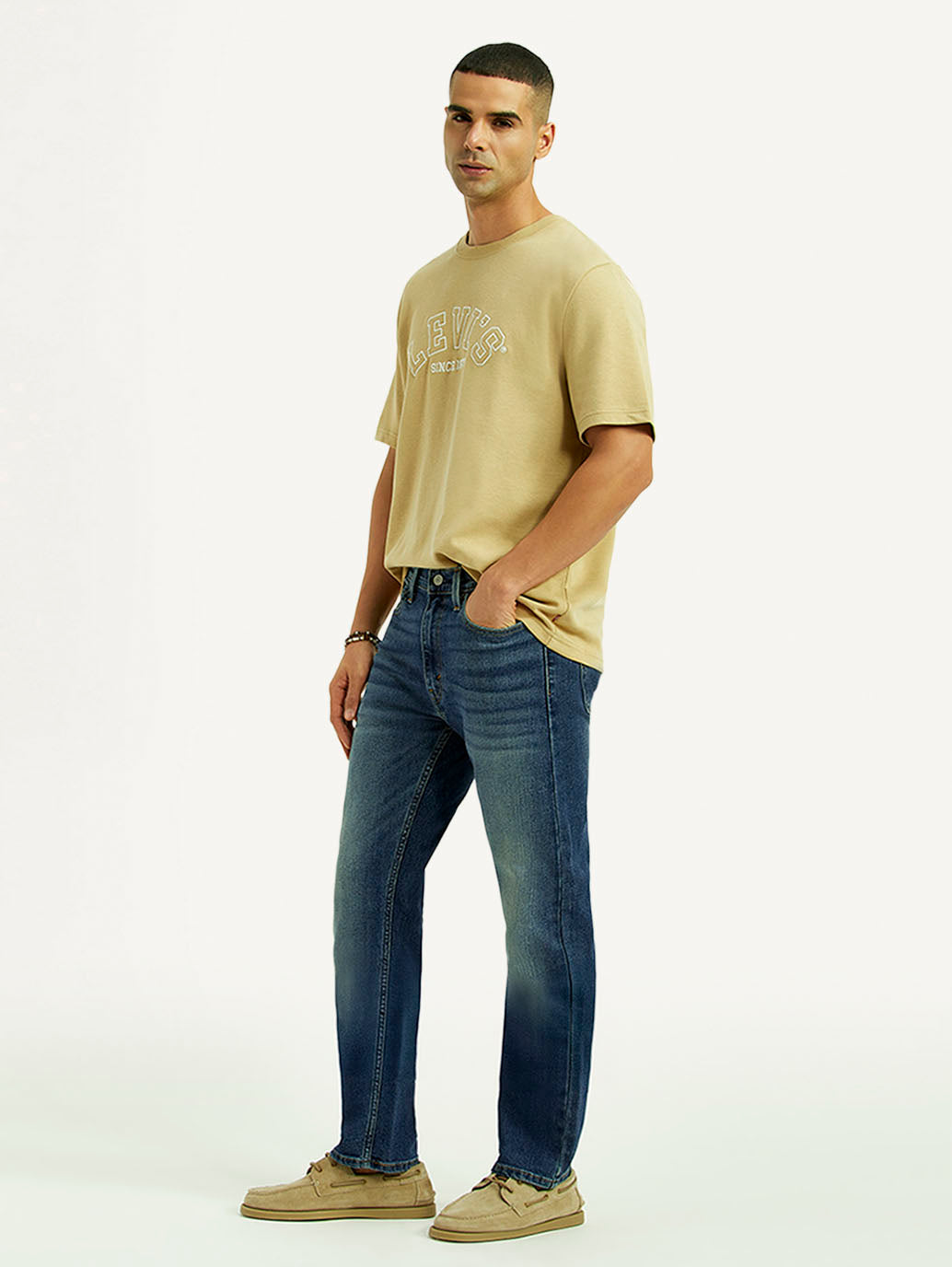 Men's 513 Dark Blue Slim Straight Fit Mid Rise Jeans