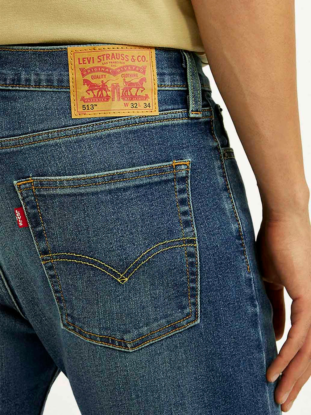 Men's 513 Dark Blue Slim Straight Fit Mid Rise Jeans