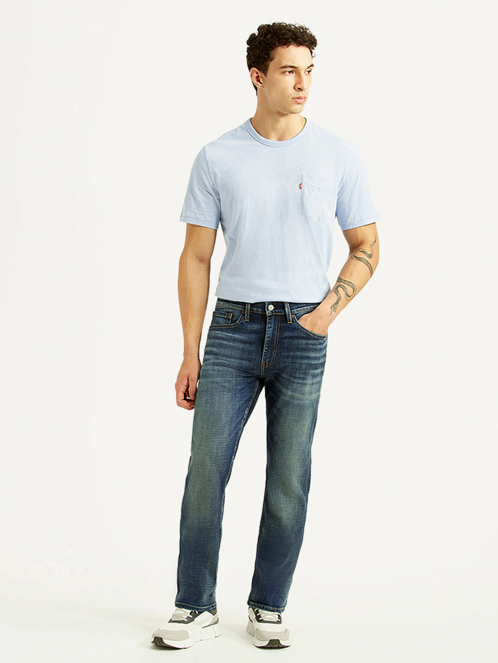 Men's 513 Blue Slim Straight Fit Mid Rise Selvedge Jeans