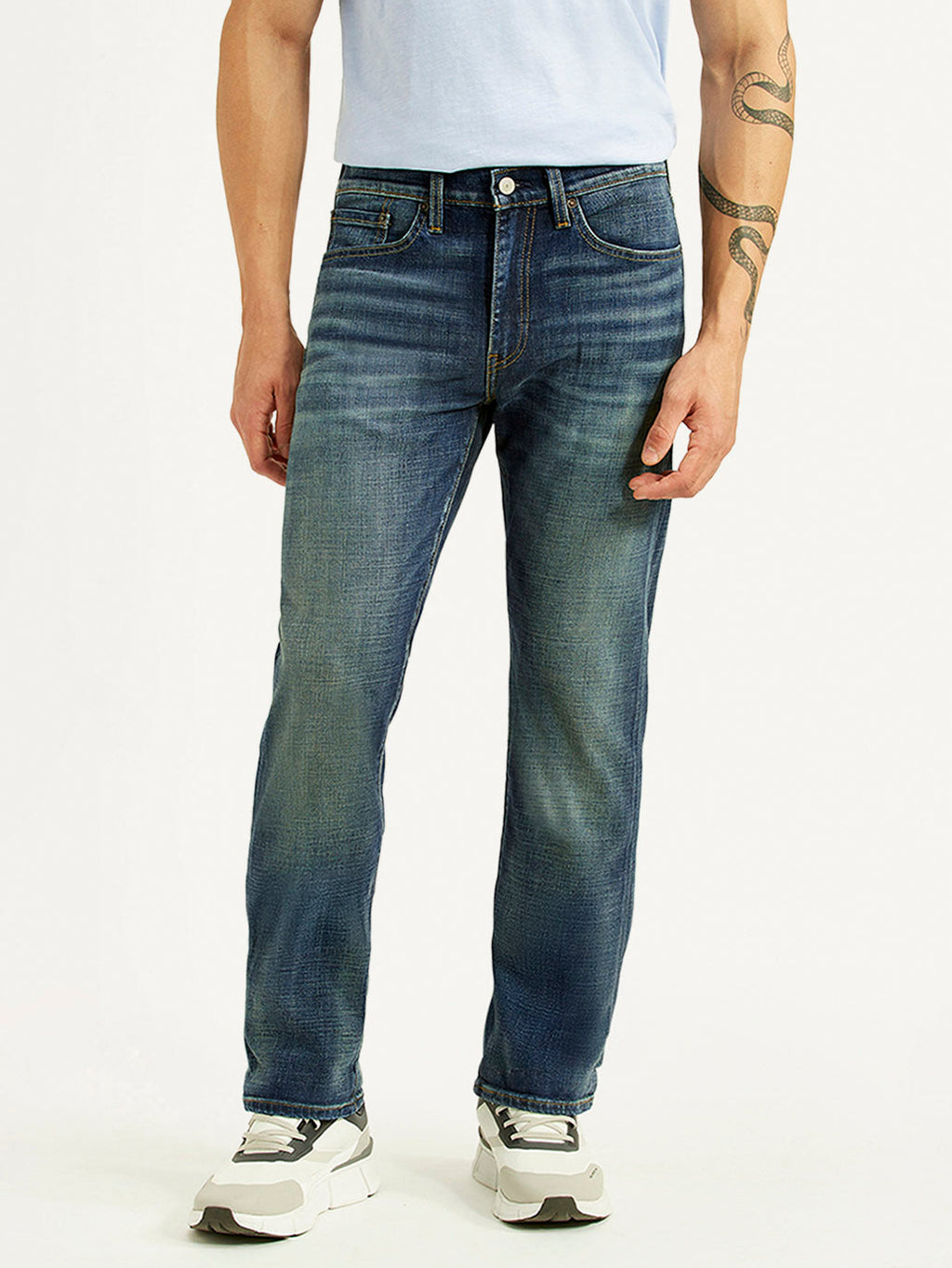Men's 513 Blue Slim Straight Fit Mid Rise Selvedge Jeans