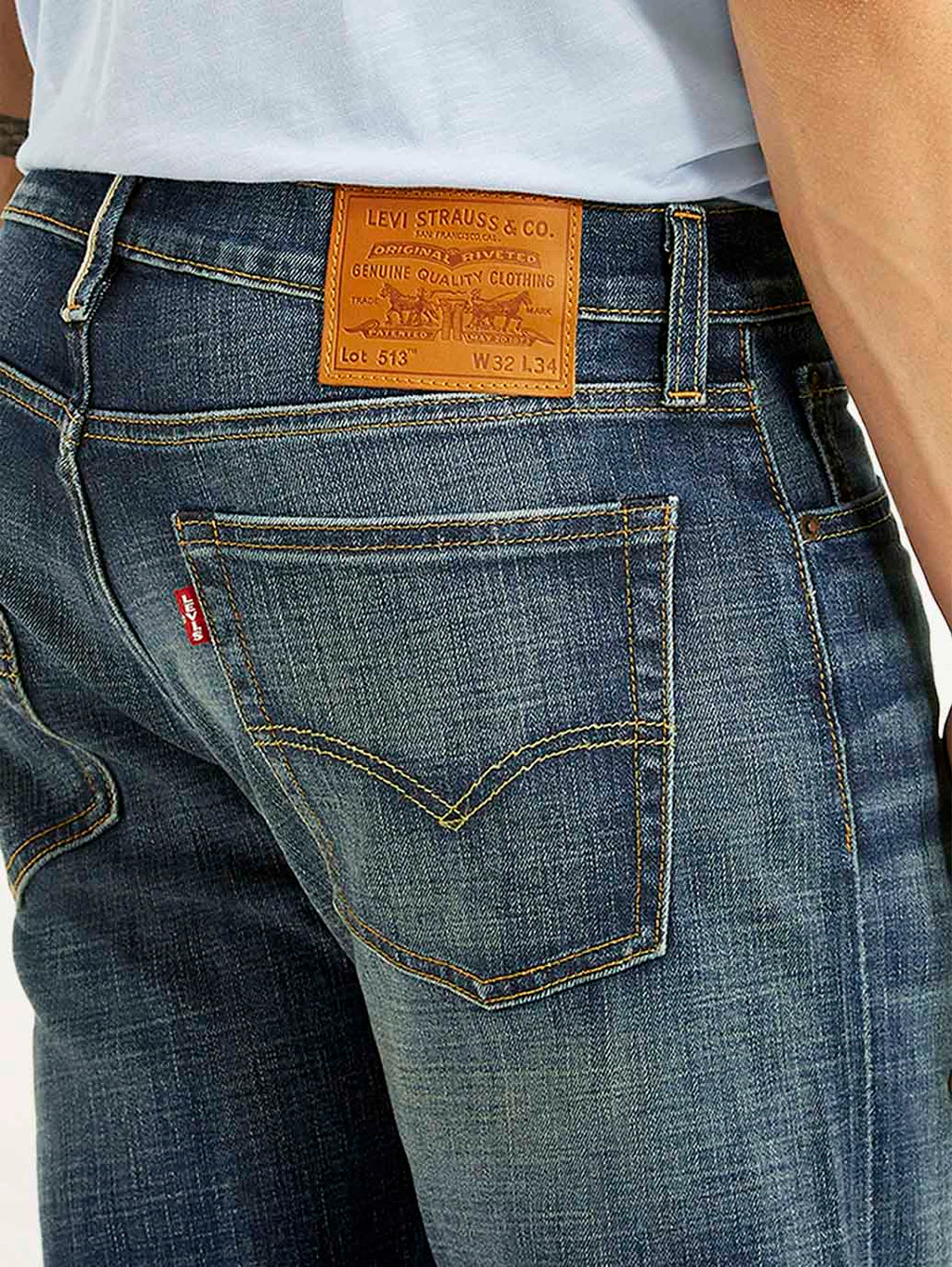 Men's 513 Blue Slim Straight Fit Mid Rise Selvedge Jeans