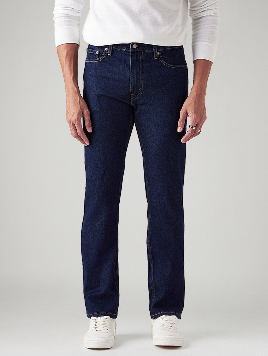 Men's 513 Dark Blue Slim Straight Fit Mid Rise Jeans
