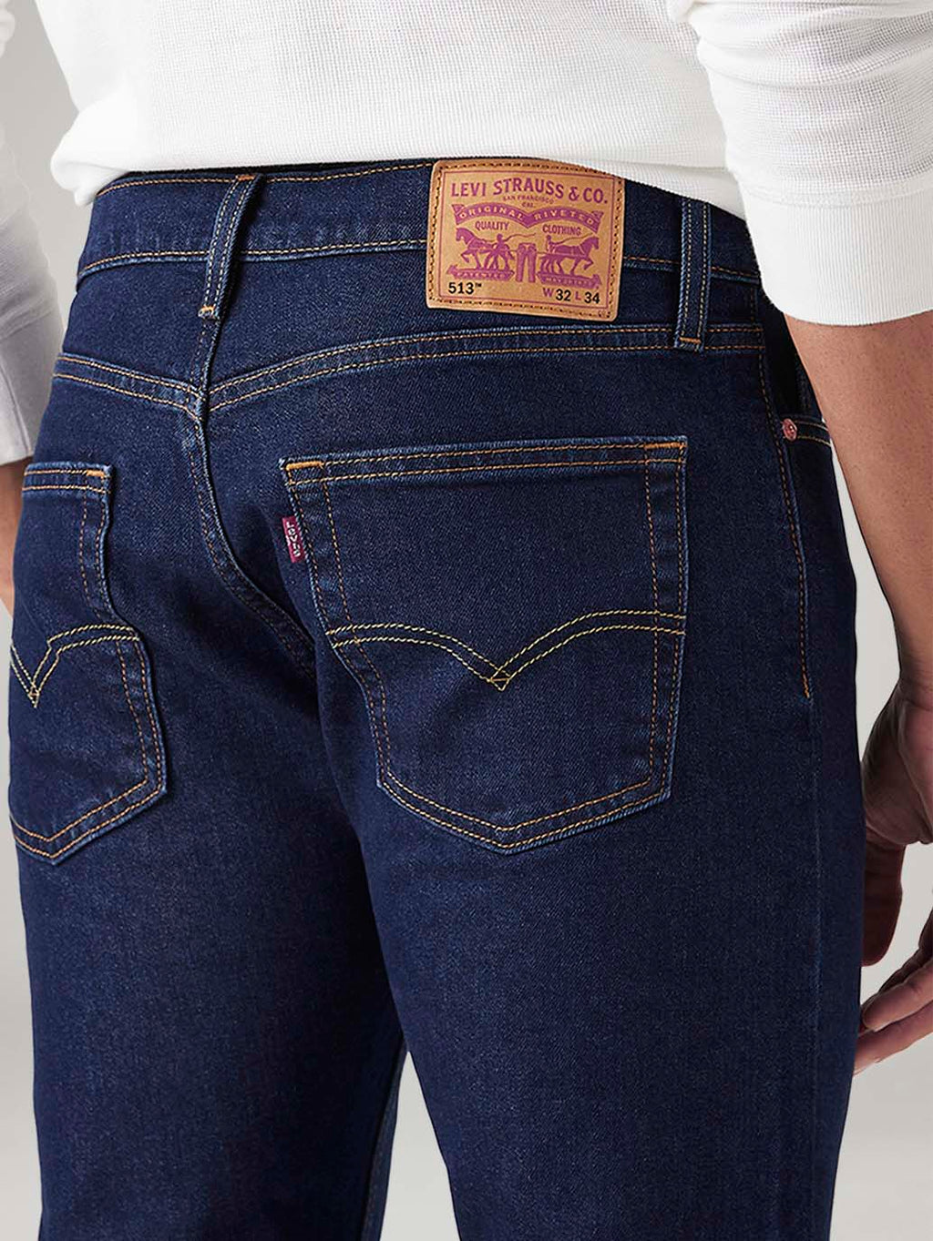 Men's 513 Dark Blue Slim Straight Fit Mid Rise Jeans