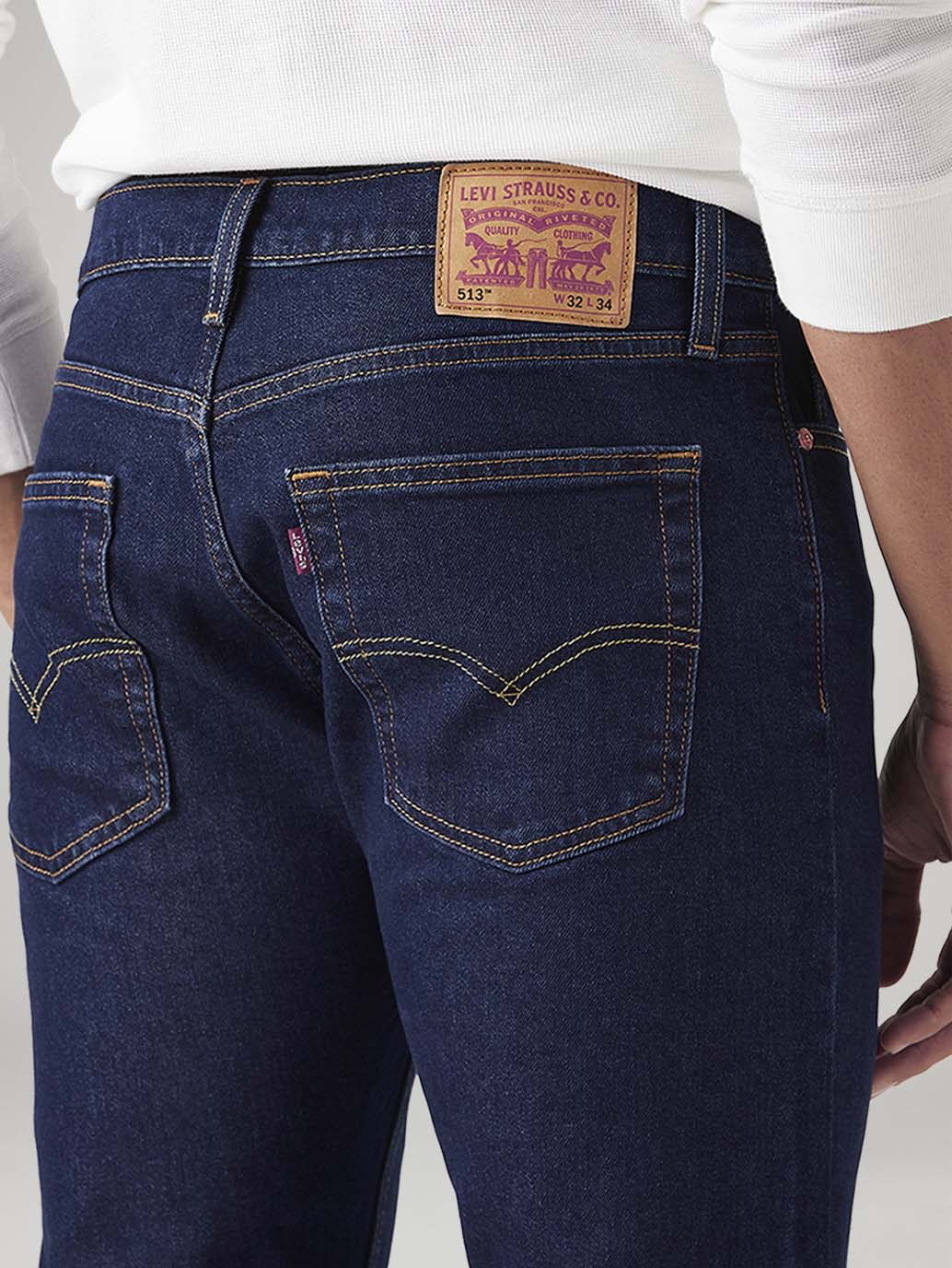 Men's 513 Dark Blue Slim Straight Fit Mid Rise Jeans