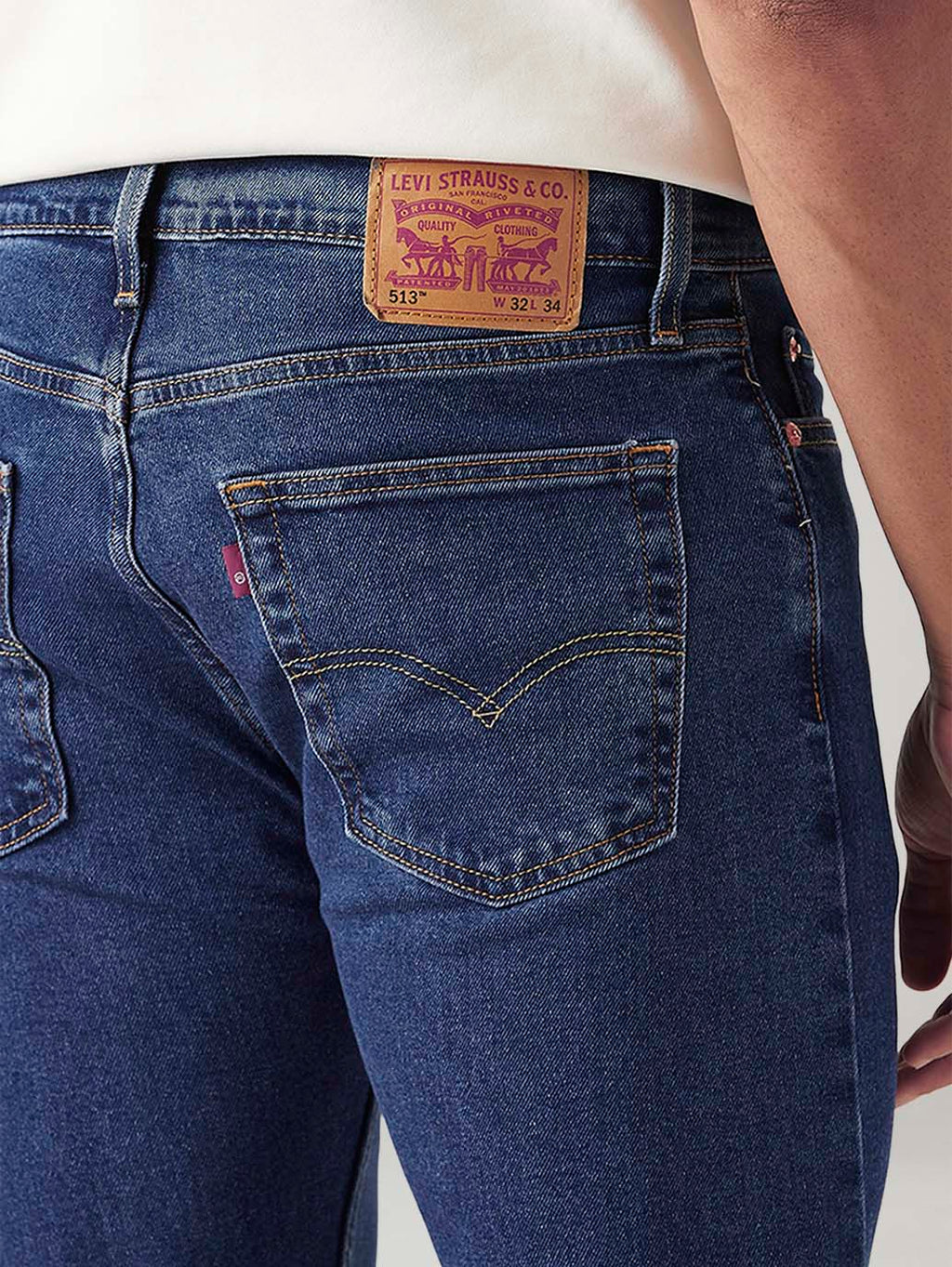 Men's 513 Blue Slim Straight Fit Mid Rise Jeans
