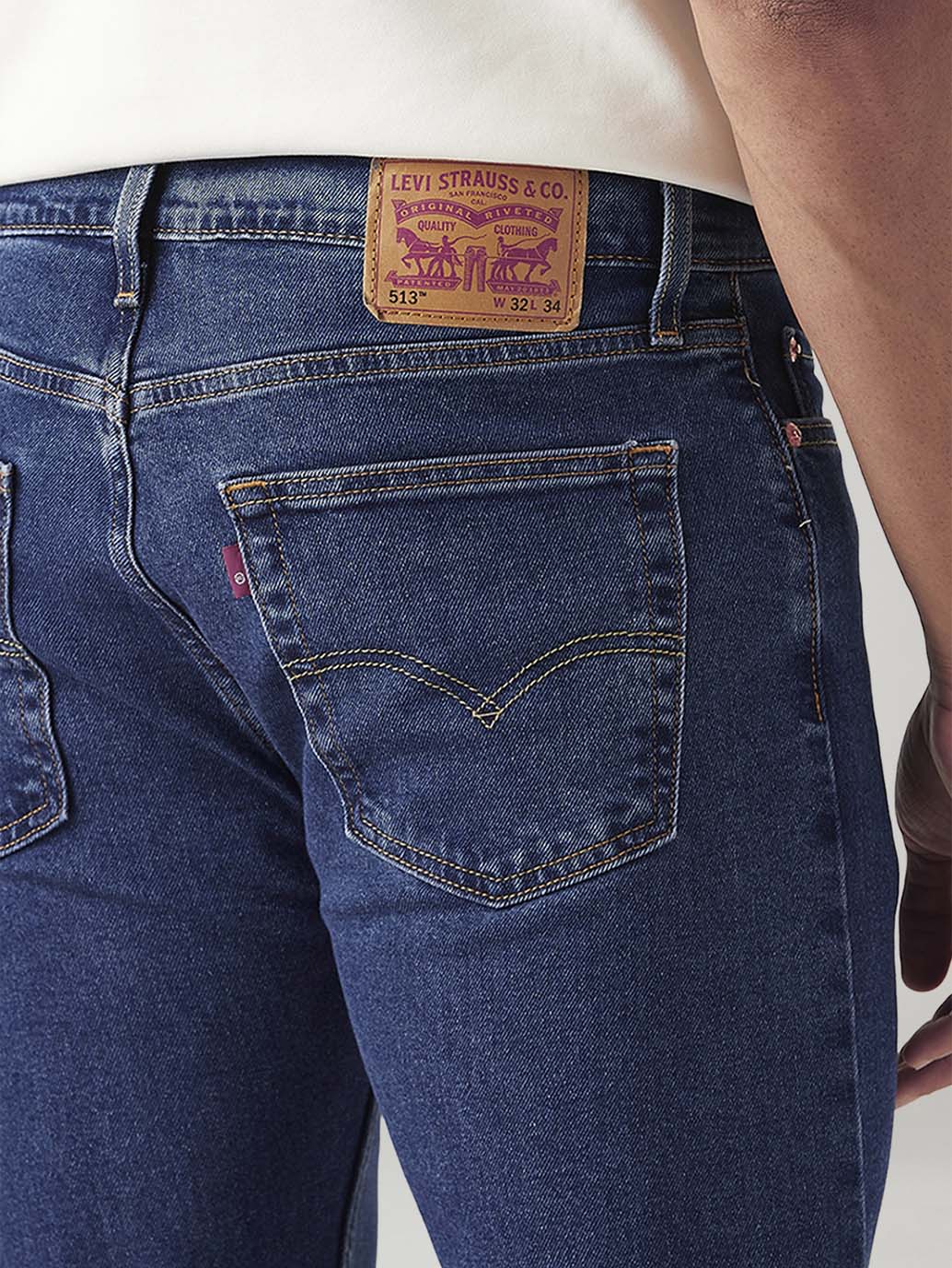 Men's 513 Blue Slim Straight Fit Mid Rise Jeans