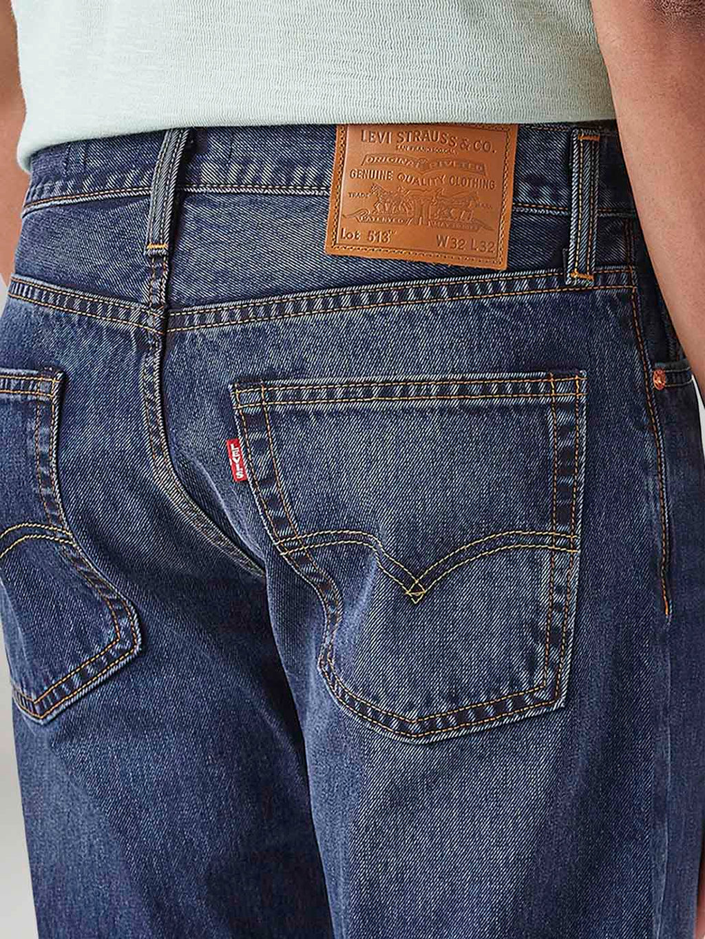 Men's 513 Blue Slim Straight Fit Mid Rise Jeans