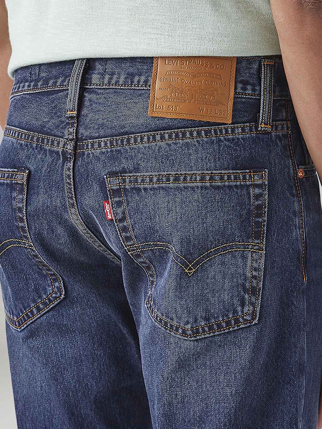 Men's 513 Blue Slim Straight Fit Mid Rise Jeans