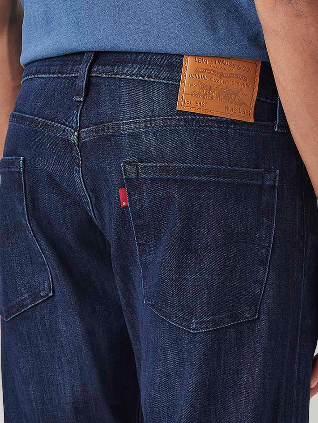 Men's 513 Dark Blue Slim Straight Fit Mid Rise Jeans