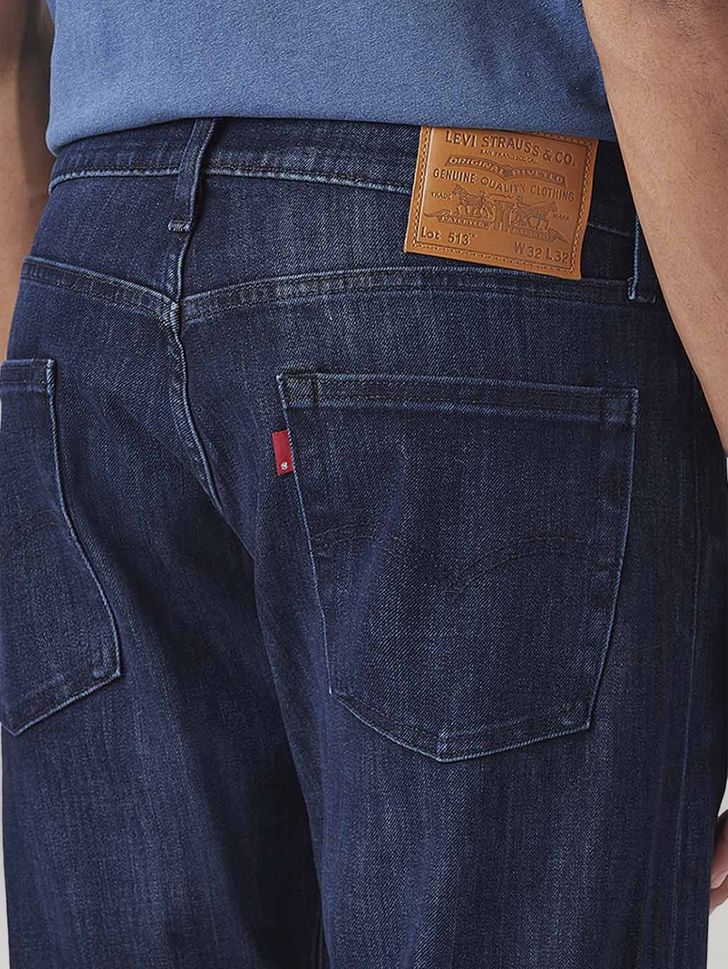 Men's 513 Dark Blue Slim Straight Fit Mid Rise Jeans