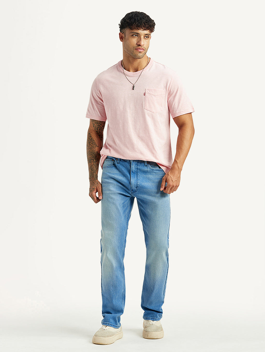 Men's 513 Light Blue Slim Straight Fit Mid Rise Jeans