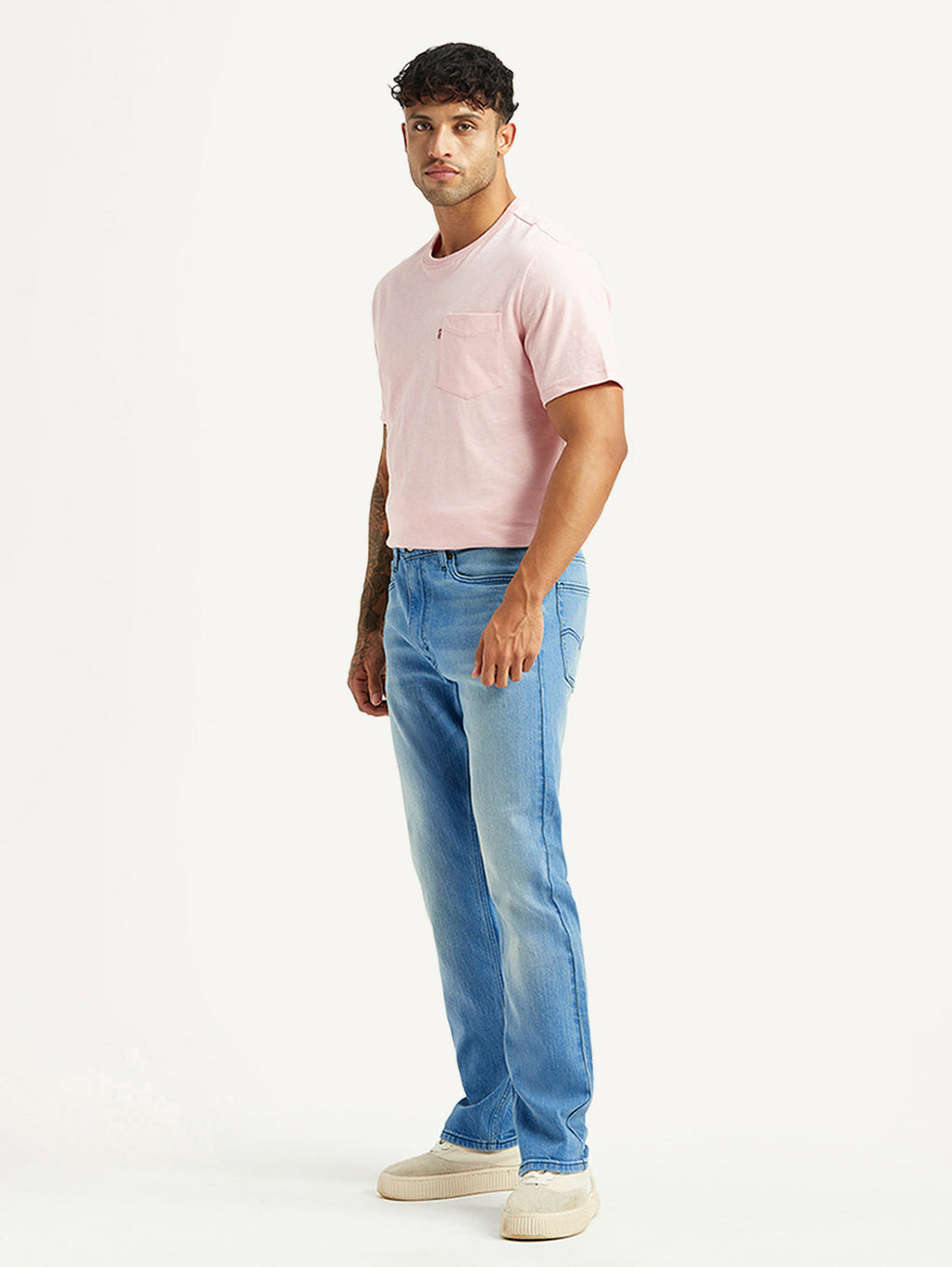 Men's 513 Light Blue Slim Straight Fit Mid Rise Jeans