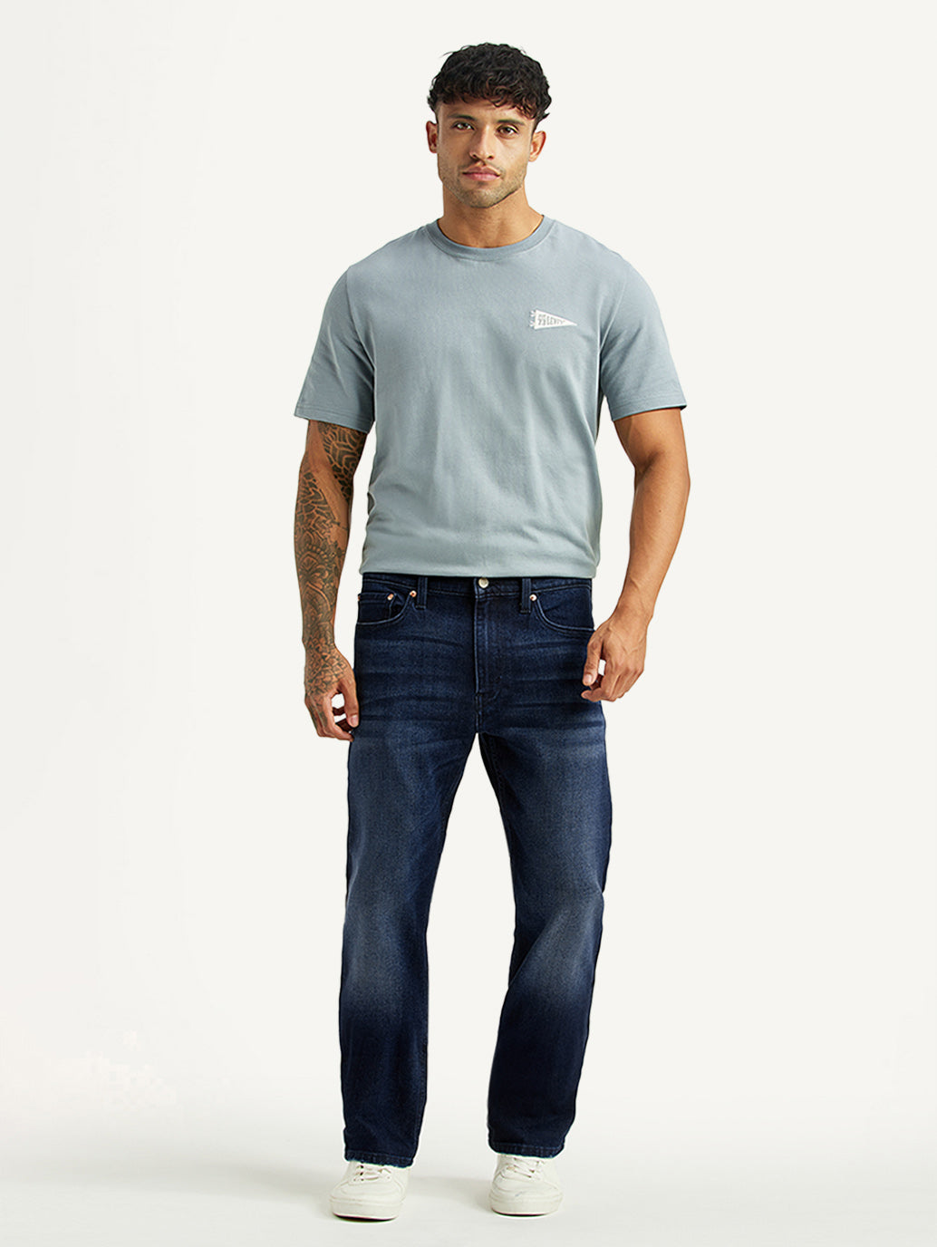 Men's 513 Dark Blue Slim Straight Fit Mid Rise Jeans