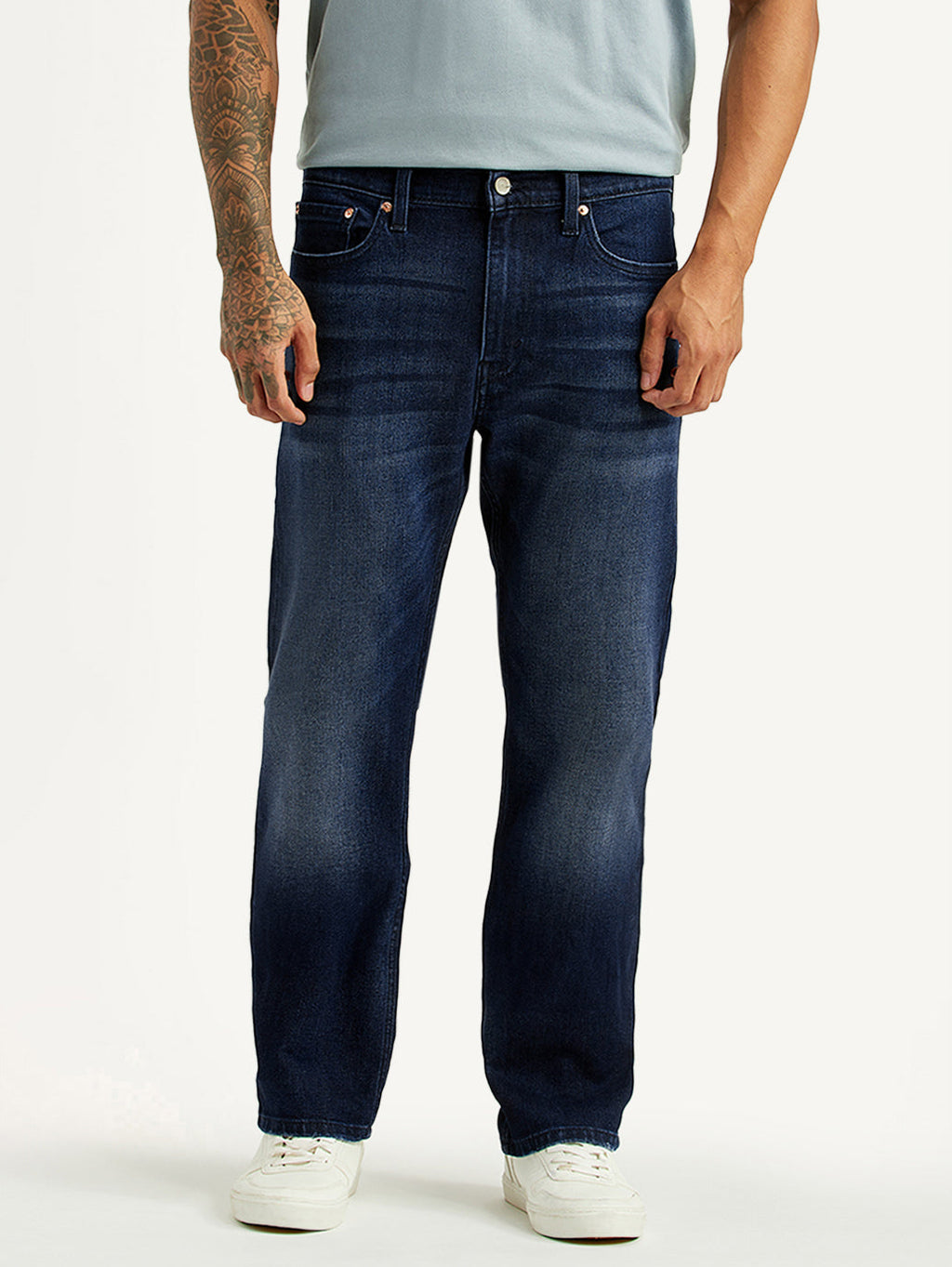 Men's 513 Dark Blue Slim Straight Fit Mid Rise Jeans
