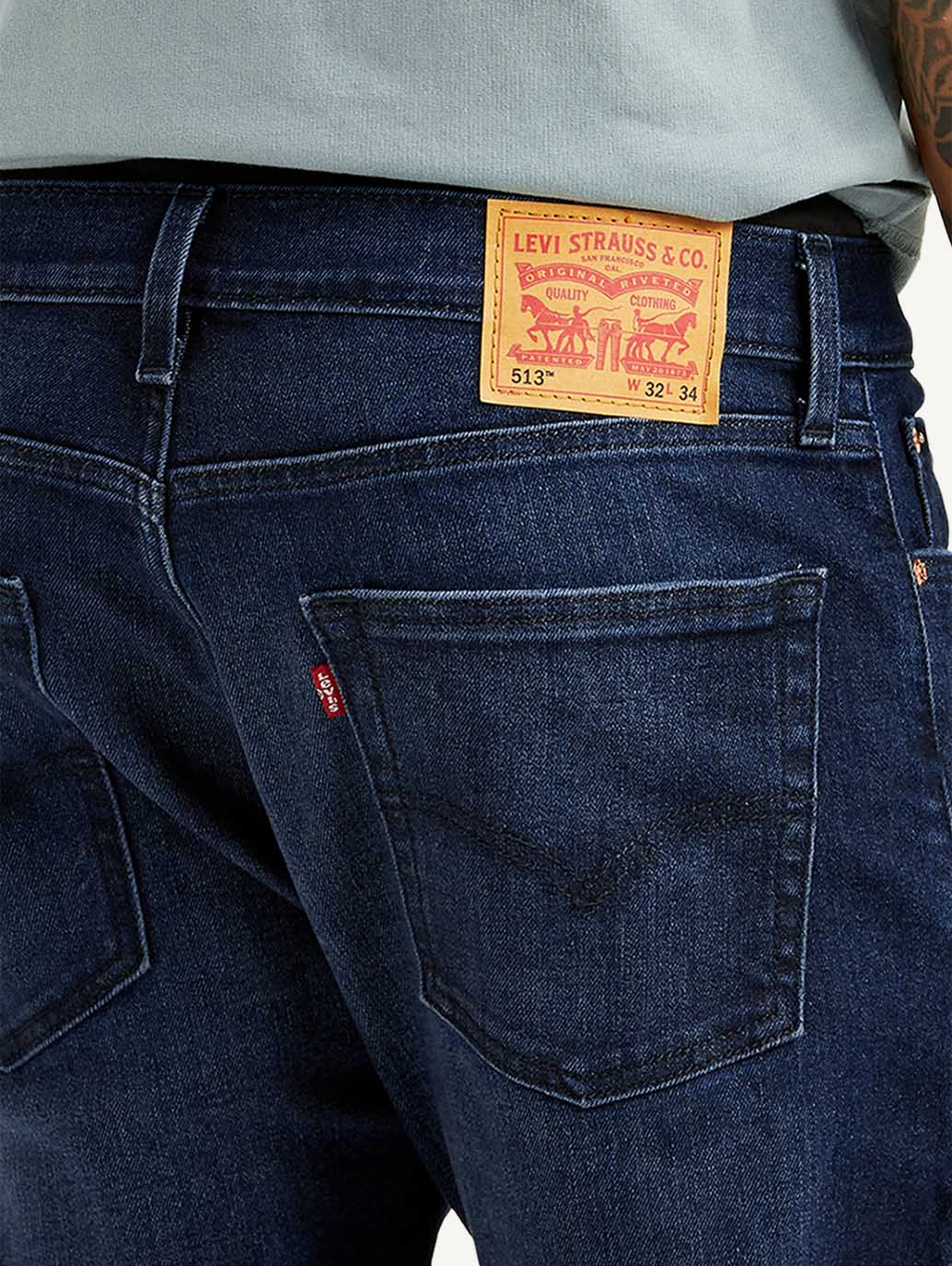 Men's 513 Dark Blue Slim Straight Fit Mid Rise Jeans