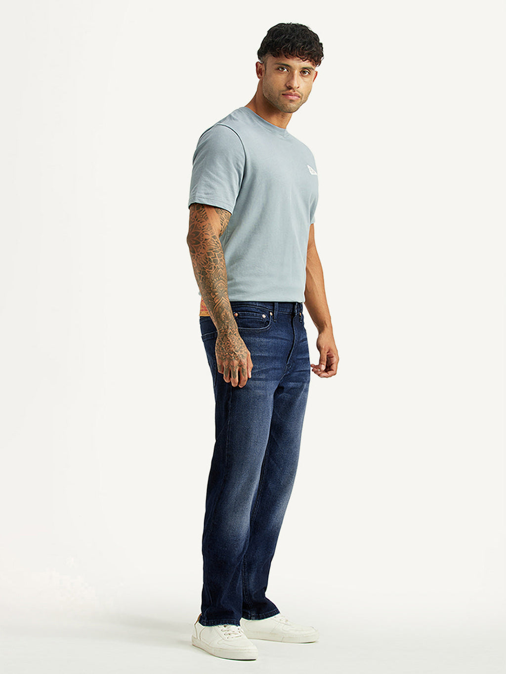 Men's 513 Dark Blue Slim Straight Fit Mid Rise Jeans