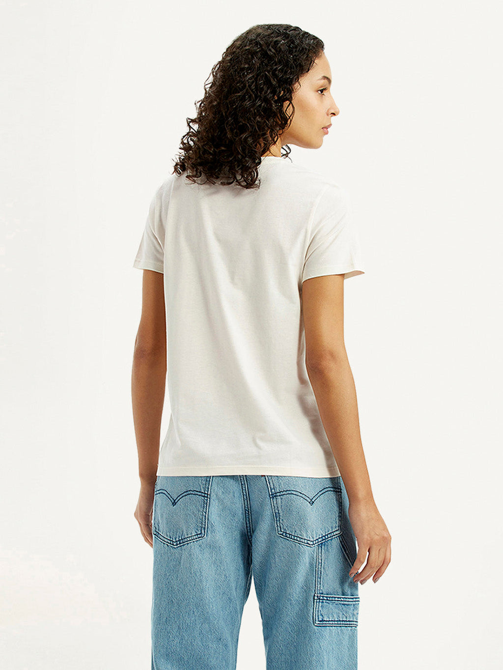 Women's Brand Logo White Crew Neck T-shirt