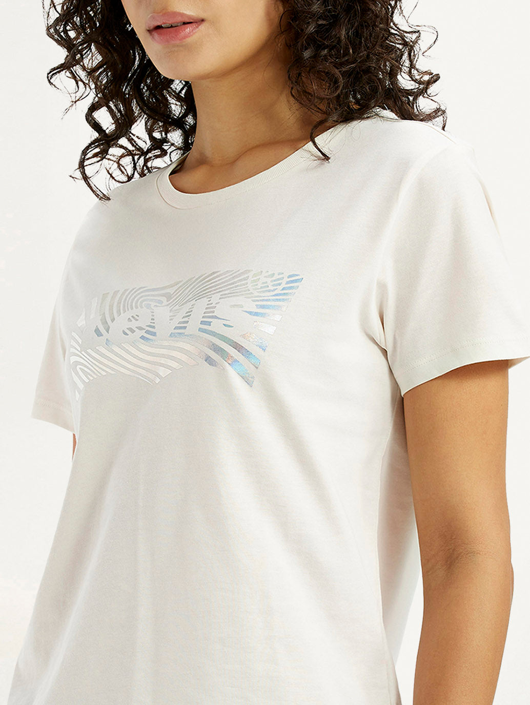 Women's Brand Logo White Crew Neck T-shirt