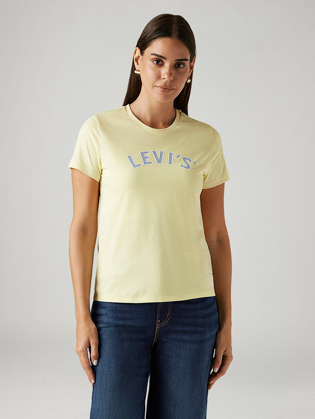 Women's Brand Logo Yellow Crew Neck T-shirt