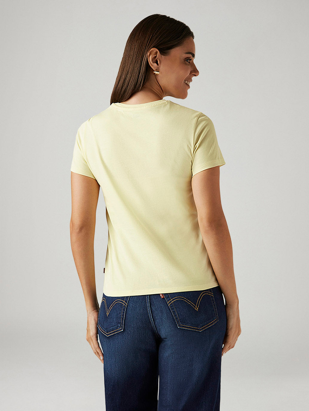 Women's Brand Logo Yellow Crew Neck T-shirt