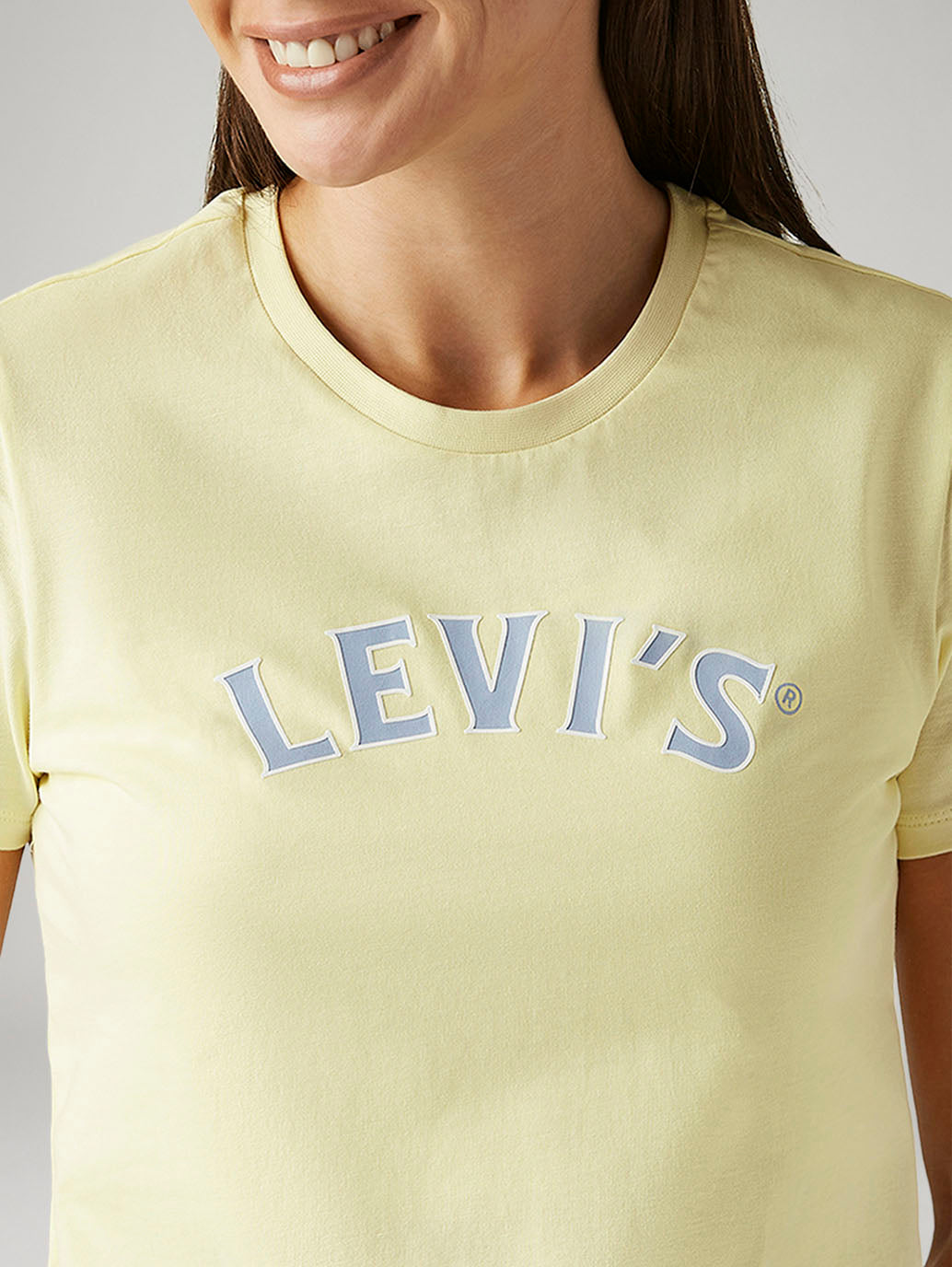 Women's Brand Logo Yellow Crew Neck T-shirt
