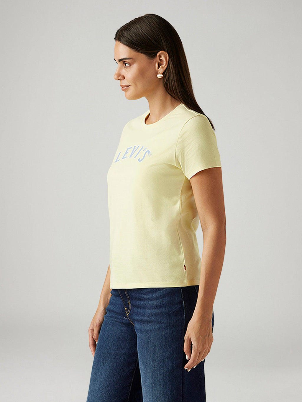 Women's Brand Logo Yellow Crew Neck T-shirt