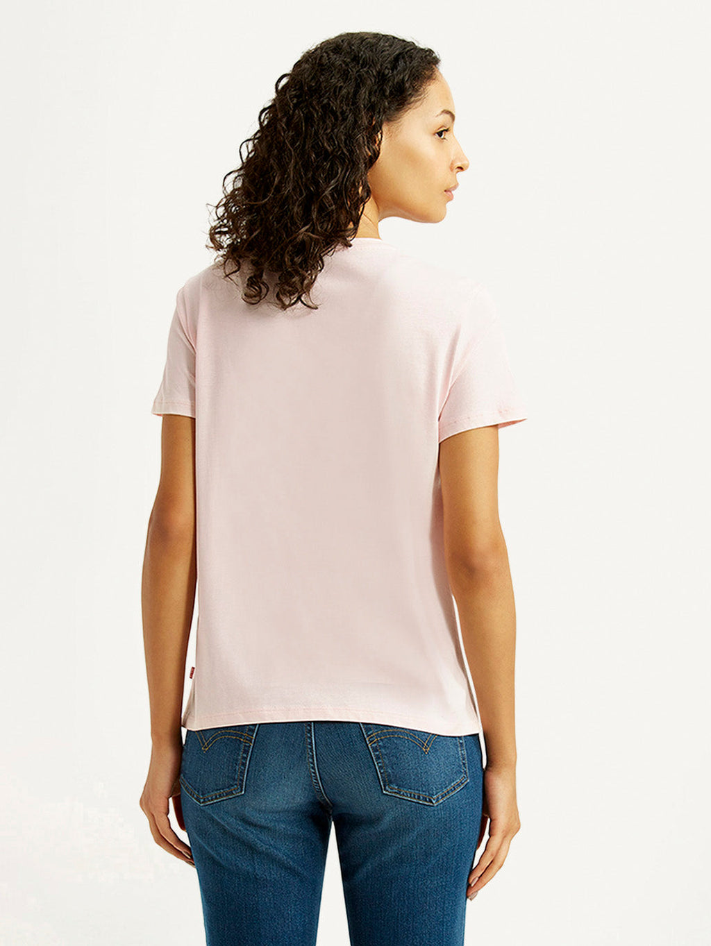 Women's Brand Logo Light Pink Crew Neck T-shirt