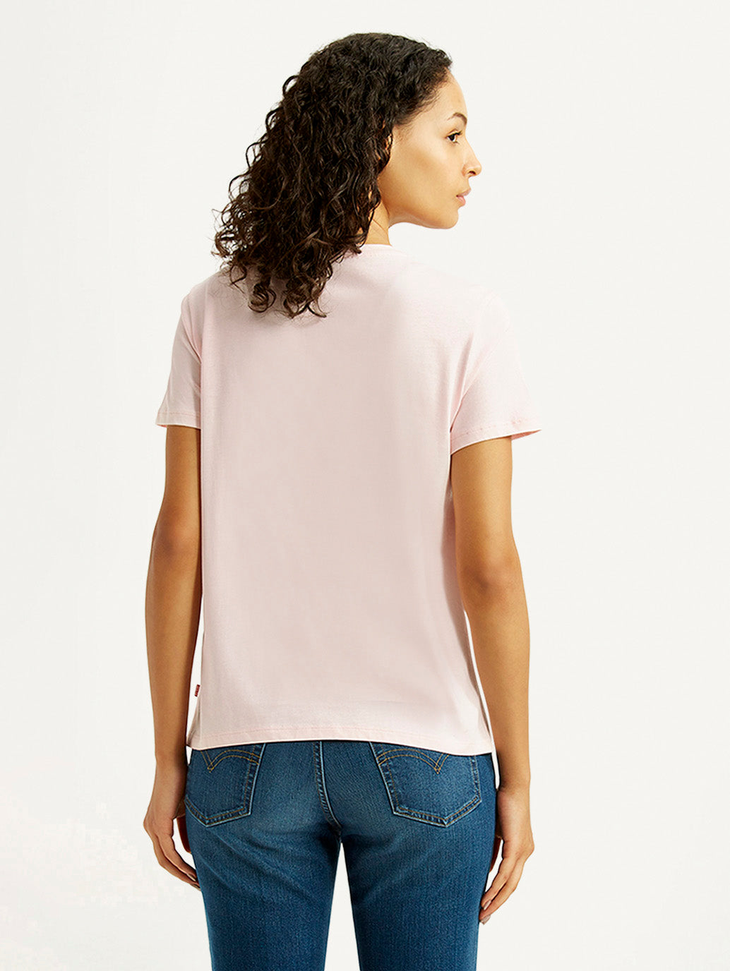 Women's Brand Logo Light Pink Crew Neck T-shirt