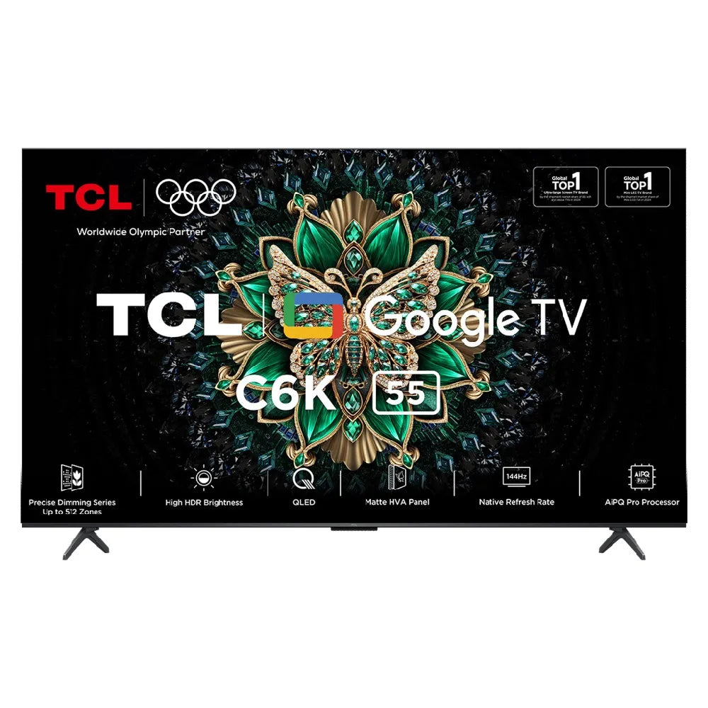 TCL 139 cm (55 inch) QD-Mini LED Google TV, 55C6K, Black