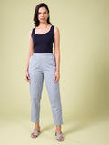 Light Ink Blue Cotton Stripe Pencil Pants