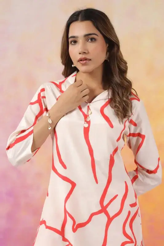 Coral Currents Russian Silk Co-ord Set
