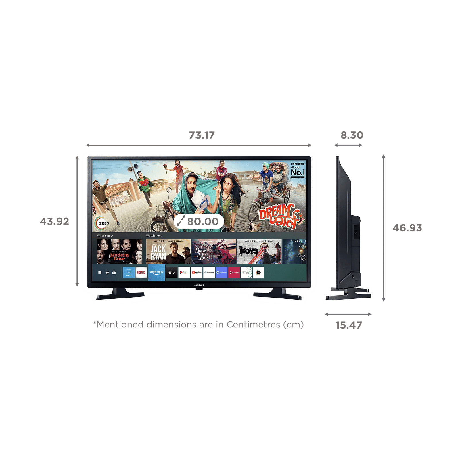 SAMSUNG Series 4 80 cm (32 inch) HD Ready LED Smart Tizen TV with Hyper Real Picture Engine (2020 Model)