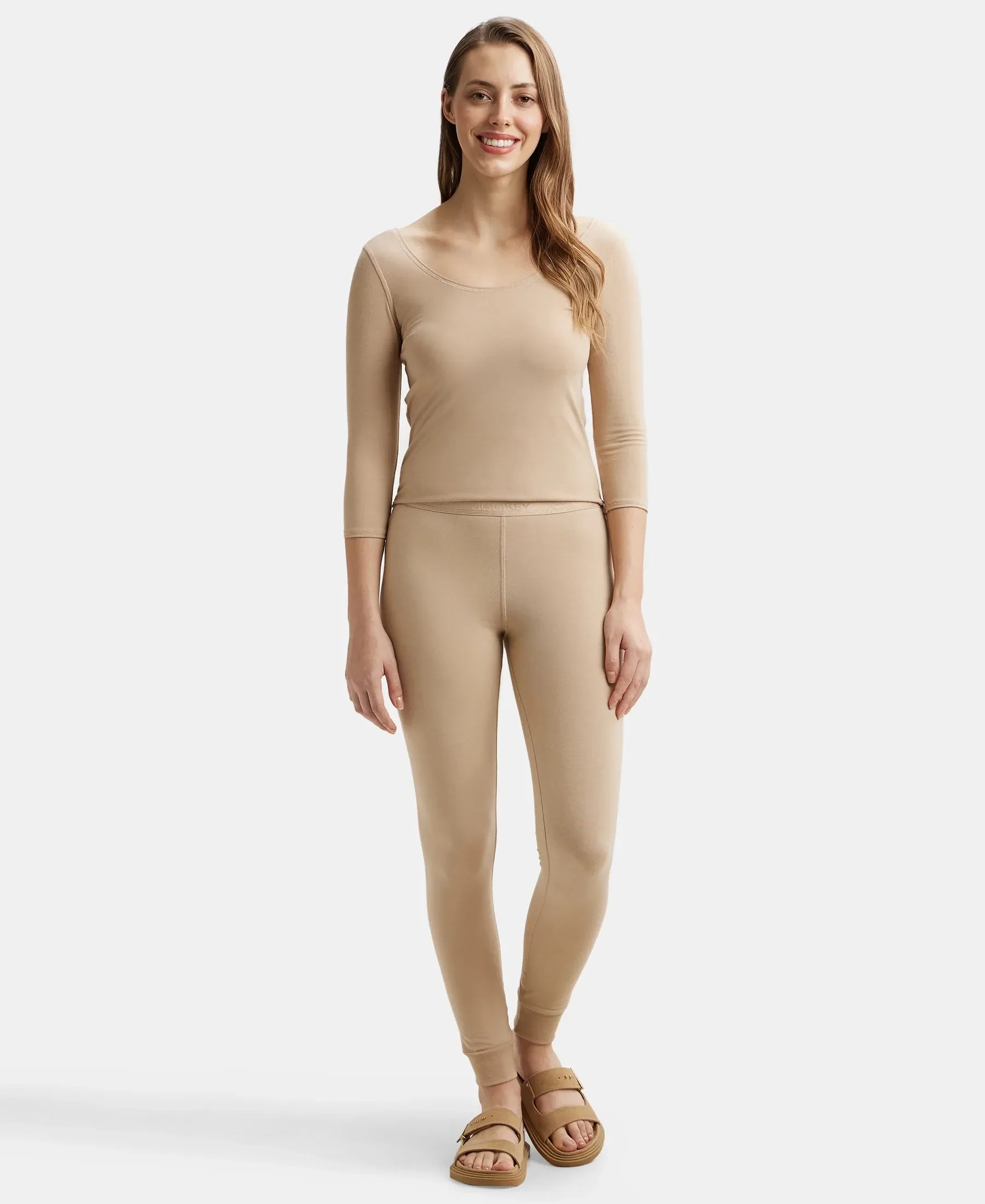 Warmth Soft Touch Microfiber Elastane Stretch Leggings with StayWarm Technology - Skin