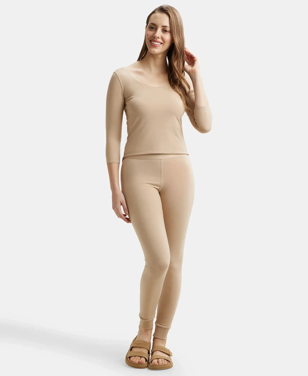 Warmth Soft Touch Microfiber Elastane Stretch Leggings with StayWarm Technology - Skin