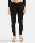 Ultra Warmth Soft Touch Microfiber Elastane Stretch Fleece Fabric Thermal Leggings with StayWarm Technology - Black