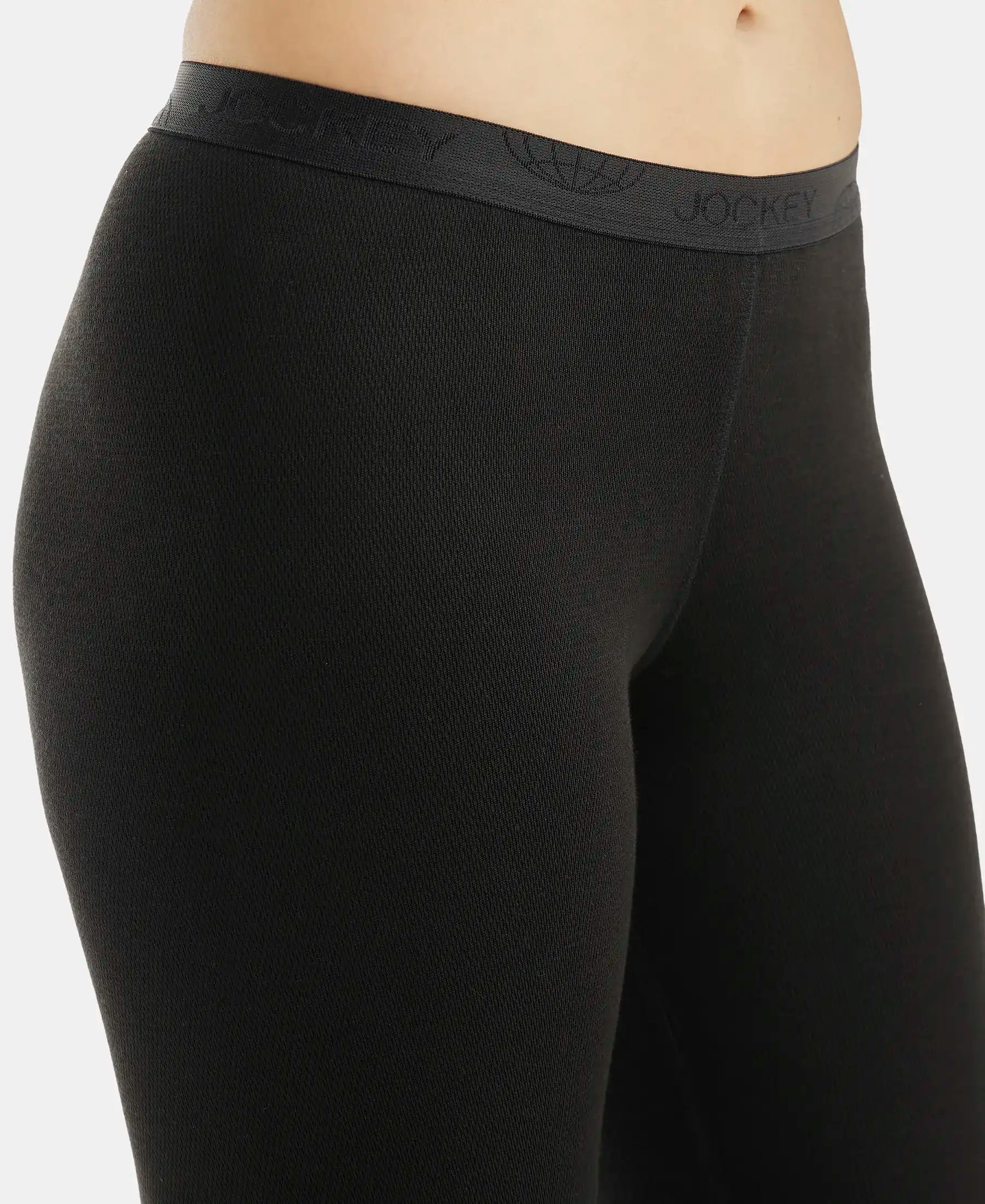 Ultra Warmth Soft Touch Microfiber Elastane Stretch Fleece Fabric Thermal Leggings with StayWarm Technology - Black