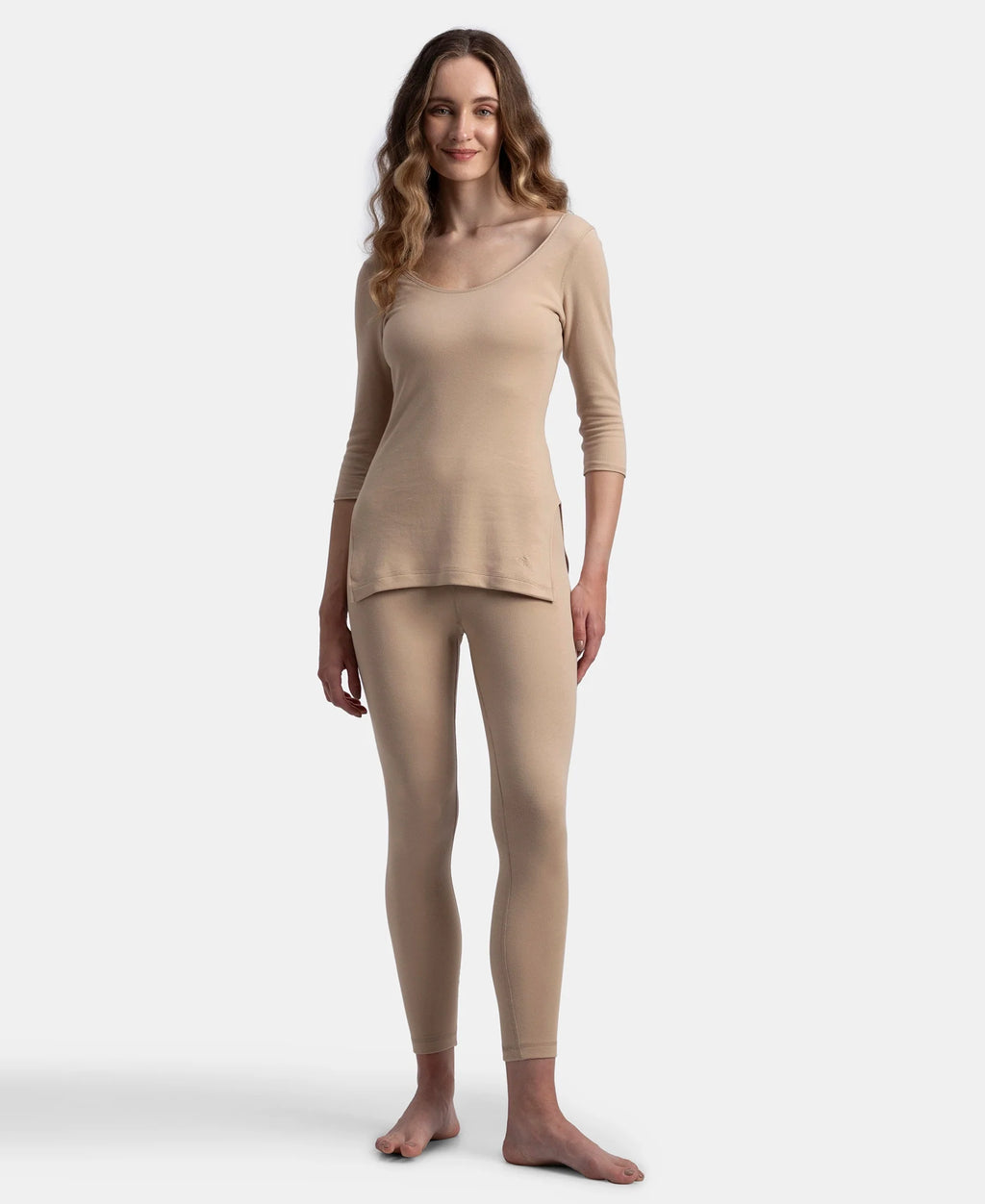 Super Warm Super Combed Cotton Rich Brushed Fabric Thermal Leggings with StayWarm Technology - Skin